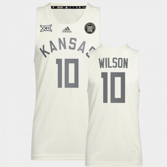 #10 Jalen Wilson College Basketball Kansas 100 Anniversary of 1922 Helms National Champs Retro Men White Jersey 793096-171