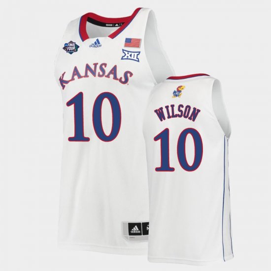 #10 Jalen Wilson 2022 National Champions Kansas Mens White Jersey 512516-224