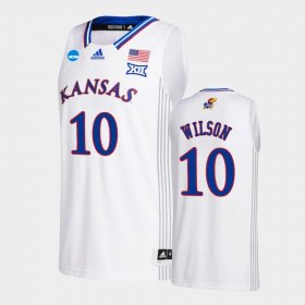 #10 Jalen Wilson March Madness Jayhawks 2022 NCAA Basketball Men White Jersey 142784-865