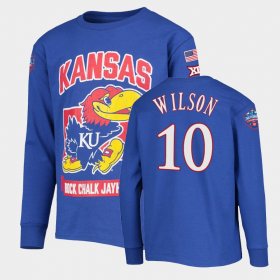 #10 Jalen Wilson College Basketball Kansas Jayhawks 6x Natty Champs KUHoops Mascot Men's Royal T-Shirt 389439-160