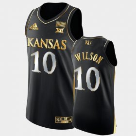 #10 Jalen Wilson Golden Edition Kansas 2021-22 Authentic Basketball Mens Black Jersey 866033-776