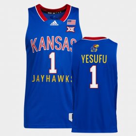 #1 Joseph Yesufu College Basketball Kansas Jayhawks Throwback Men's Royal Jersey 942620-484