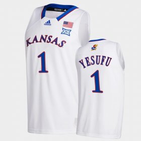 #1 Joseph Yesufu College Basketball University of Kansas Home Men's White Jersey 385151-737