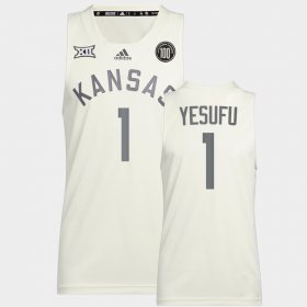 #1 Joseph Yesufu College Basketball Kansas Reverse Retro Men's White Jersey 580527-300