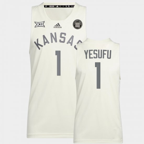 #1 Joseph Yesufu College Basketball Kansas Reverse Retro Men\'s White Jersey 580527-300