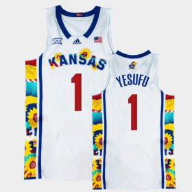 #1 Joseph Yesufu College Basketball Kansas Sunflower Showdown Basketball Men White Jersey 696095-698