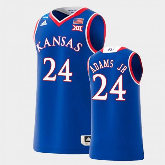 #24 KJ Adams Jr. March Madness Kansas Jayhawks 2022 NCAA Replica Basketball Men Royal Jersey 910483-407