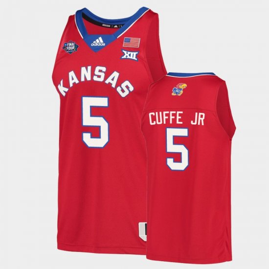 #5 Kyle Cuffe Jr. 2022 National Champions Jayhawks Men\'s Red Jersey 879489-210