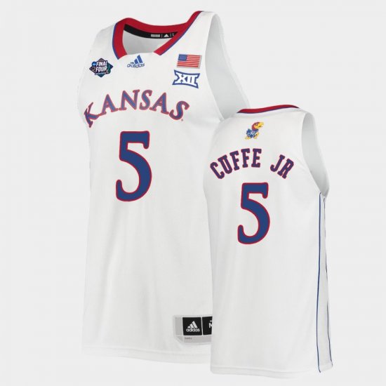 #5 Kyle Cuffe Jr. 2022 National Champions Kansas Jayhawks Men White Jersey 637298-353