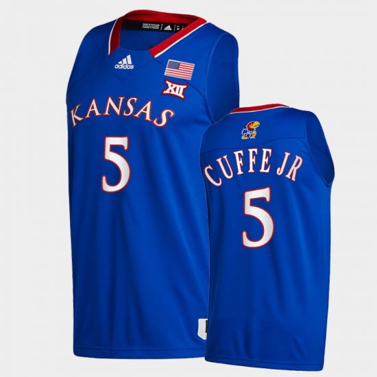 #5 Kyle Cuffe Jr. College Basketball Kansas Jayhawks Away Men\'s Blue Jersey 866675-858