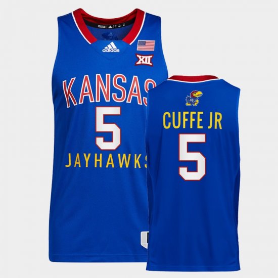 #5 Kyle Cuffe Jr. College Basketball Kansas Jayhawks Throwback Mens Royal Jersey 494132-826