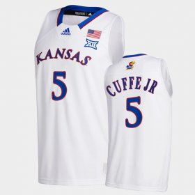 #5 Kyle Cuffe Jr. College Basketball Jayhawks Home Mens White Jersey 377254-655