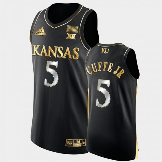 #5 Kyle Cuffe Jr. Golden Edition University of Kansas 2021-22 Authentic Basketball Men Black Jersey 380852-754