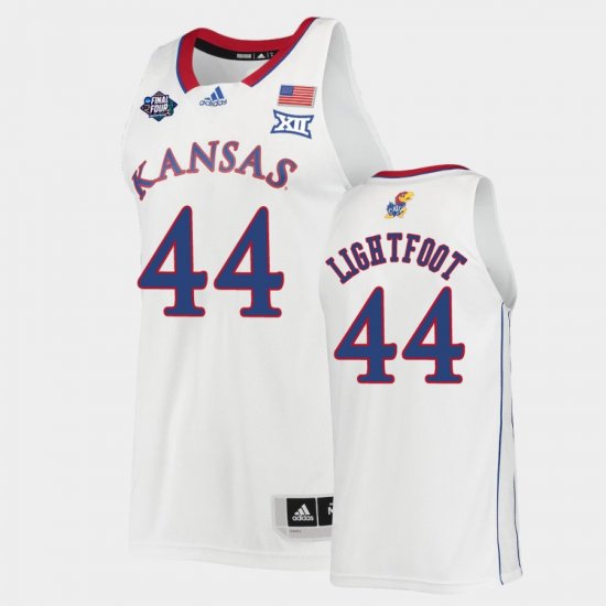 #44 Mitch Lightfoot 2022 National Champions Jayhawks Mens White Jersey 464073-272