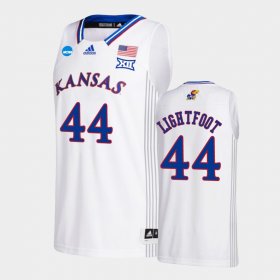 #44 Mitch Lightfoot March Madness University of Kansas 2022 NCAA Basketball Mens White Jersey 680818-794