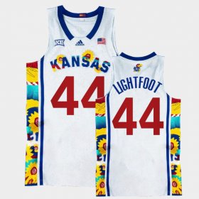 #44 Mitch Lightfoot College Basketball Jayhawks Sunflower Showdown Basketball Mens White Jersey 853724-665