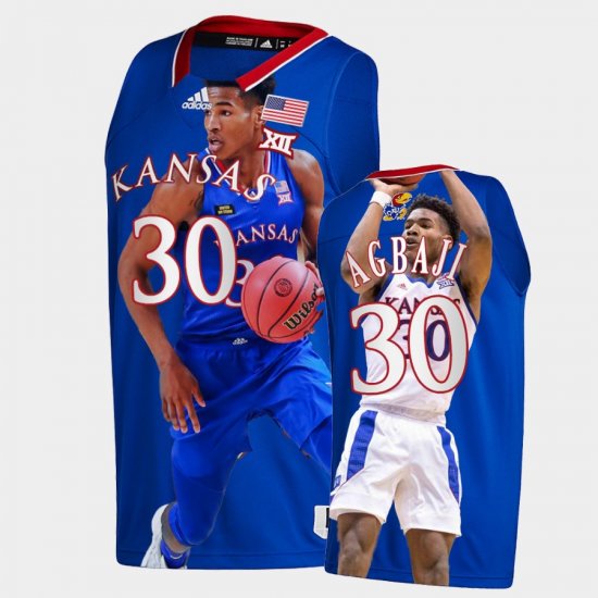 #30 Ochai Agbaji March Madness University of Kansas 2022 Highlights Fashion Edition Men\'s Royal Jersey 196966-673