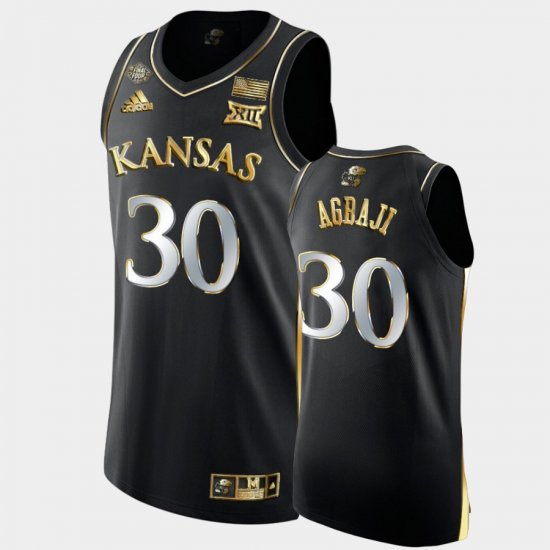 #30 Ochai Agbaji 2022 National Champions University of Kansas Golden Mens Black Jersey 426872-902