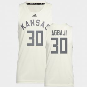 #30 Ochai Agbaji College Basketball Kansas Jayhawks Reverse Retro Mens White Jersey 152448-665