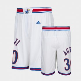 #30 Ochai Agbaji College Basketball University of Kansas Men White Shorts 905912-351