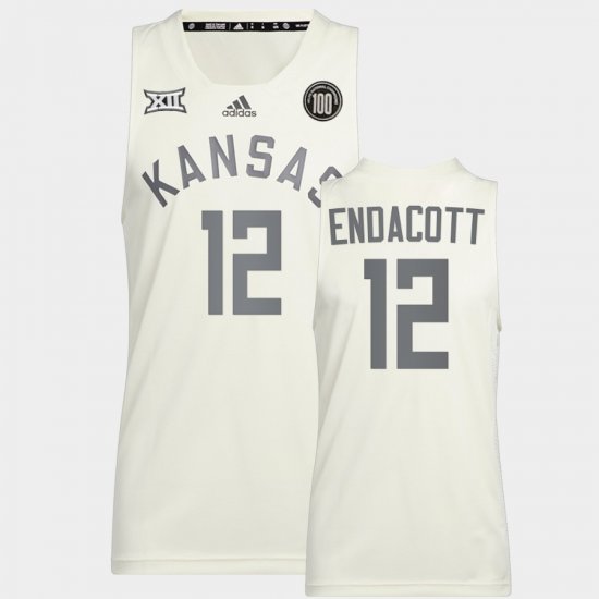 #12 Paul Endacott College Basketball Kansas 100 Anniversary of 1922 Helms National Champs Retro Mens White Jersey 603728-646