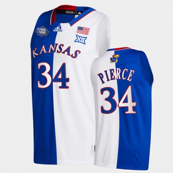 #34 Paul Pierce 2022 National Champions University of Kansas 2022 NCAA National Champions Split Edition Men Royal White Jersey 995431-652