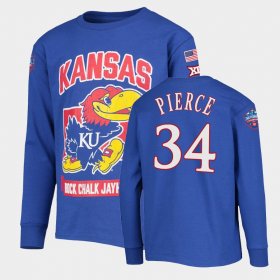 #34 Paul Pierce College Basketball Jayhawks 6x Natty Champs KUHoops Mascot Men Royal T-Shirt 207791-314 #34 Paul Pierce College Basketball Jayhawks 6x Natty Champs KUHoops Mascot Men Royal T-Shirt 207791-314