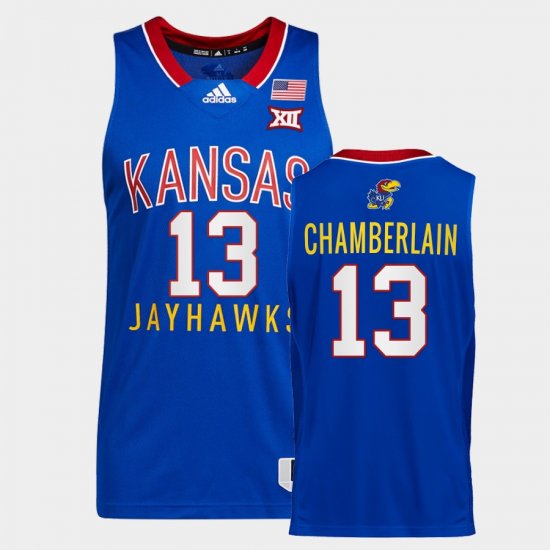 #13 Wilt Chamberlain College Basketball University of Kansas Throwback Men Royal Jersey 297959-809