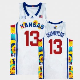 #13 Wilt Chamberlain College Basketball Kansas Sunflower Showdown Basketball Mens White Jersey 314648-985