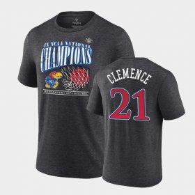 #21 Zach Clemence 2022 National Champions Jayhawks Mens Charcoal T-Shirt 165284-441