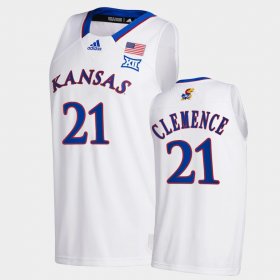 #21 Zach Clemence College Basketball Kansas Jayhawks Home Men White Jersey 205639-423