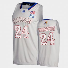 #24 Bryce Thompson College Basketball Kansas Jayhawks 2020-21 New Season League patch Mens Gray Jersey 434516-990