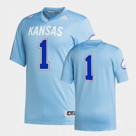 #1 Custom College Football Kansas Jayhawks Premier Strategy Mens Blue Jersey 687524-887 #1 Custom College Football Kansas Jayhawks Premier Strategy Mens Blue Jersey 687524-887
