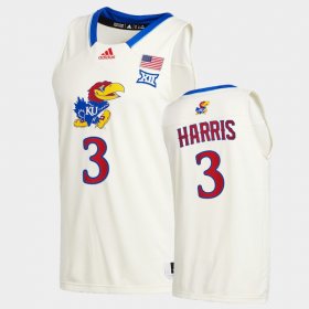 #3 Dajuan Harris College Basketball Kansas Jayhawks 2020-21 New Season League patch Mens Cream Jersey 147624-770