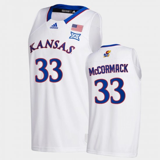 #33 David McCormack College Basketball Kansas Jayhawks 2020-21 New Season League patch Men\'s White Jersey 251239-151