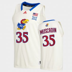 #35 Gethro Muscadin College Basketball Kansas 2020-21 New Season League patch Men Cream Jersey 522905-296