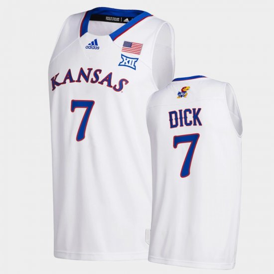 #7 Gradey Dick College Basketball Jayhawks Class of 2022 Mens White Jersey 334315-624