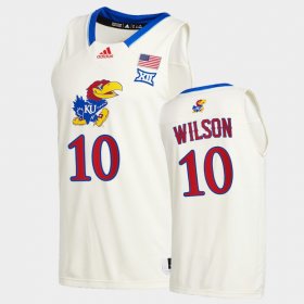 #10 Jalen Wilson College Basketball Kansas 2020-21 New Season League patch Men Cream Jersey 501768-227