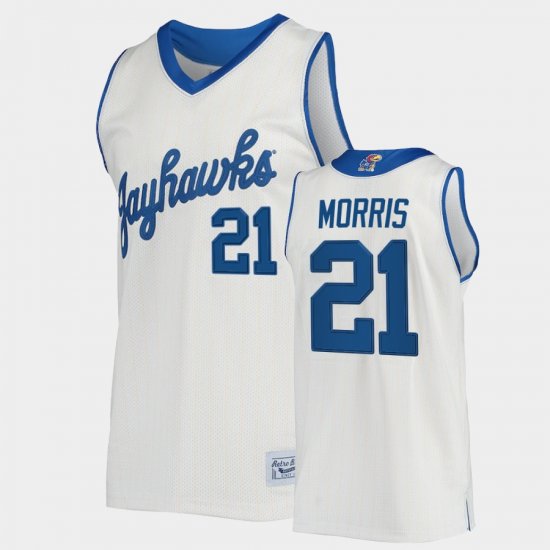 #21 Markieff Morris Commemorative Basketball University of Kansas Commemorative Classic College Men\'s Cream Jersey 254839-398