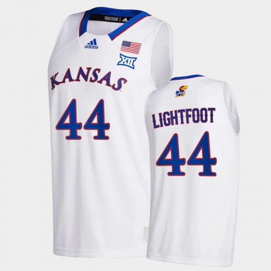 #44 Mitch Lightfoot College Basketball University of Kansas 2020-21 New Season League patch Men White Jersey 688521-835