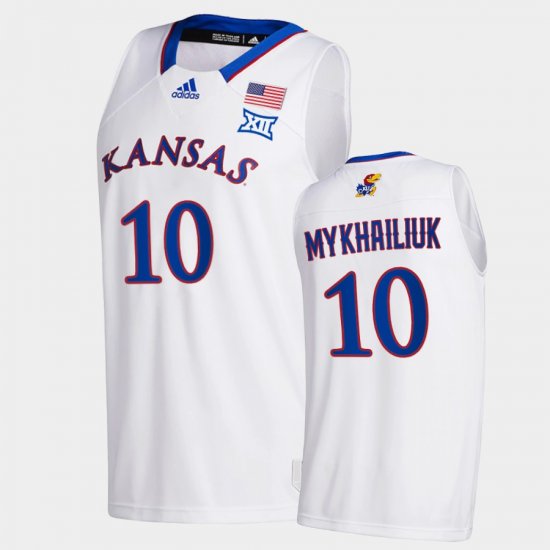 #10 Sviatoslav Mykhailiuk College Basketball Kansas Jayhawks Men White Jersey 634352-638