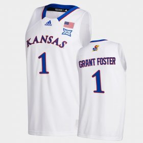 #1 Tyon Grant-Foster College Basketball Kansas 2020-21 New Season League patch Men's White Jersey 339624-948