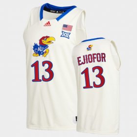 #13 Zuby Ejiofor College Basketball University of Kansas Class of 2022 Men Cream Jersey 430031-410