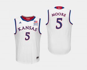 #5 Charlie Moore College Basketball Kansas Men's White Jersey 529009-366