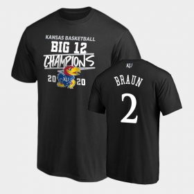 #2 Christian Braun 2020 Big 12 Basketball Regular Season Champions University of Kansas Men's Black T-Shirt 294210-324