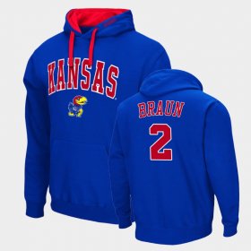 #2 Christian Braun Arch & Logo 2.0 Jayhawks Pullover Men's Royal Hoodie 531170-162