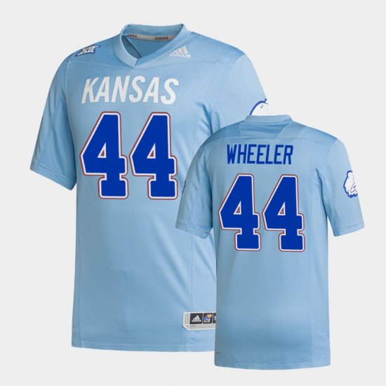 #44 Cornell Wheeler Premier Kansas Jayhawks Strategy Men\'s Light Blue Jersey 501008-820