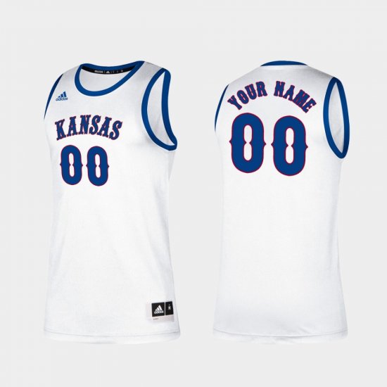 #00 Custom Classic University of Kansas College Basketball Men\'s White Jersey 474419-256