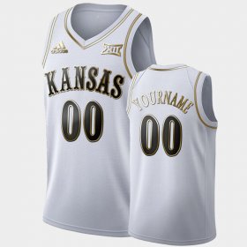 #00 Custom Golden Edition University of Kansas Limited Mens White Jersey 581035-358