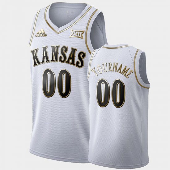 #00 Custom Golden Edition University of Kansas Limited Mens White Jersey 581035-358